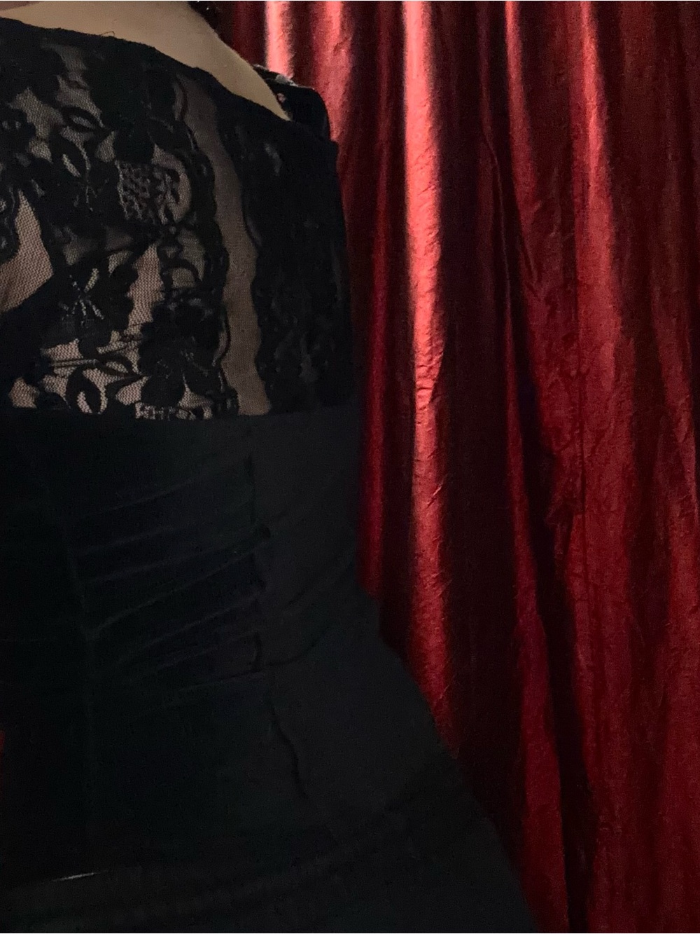 Moda International Black Lace Corset-Style Long Sleeve Top - Picture 5 of 7